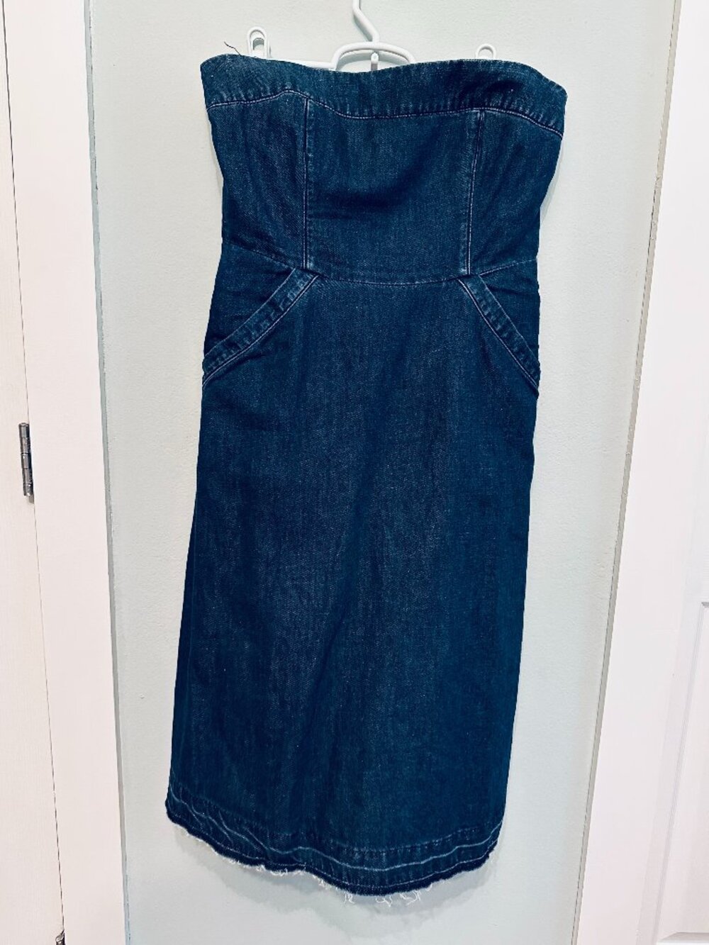 Anthropologie Holding Horses Strapless Denim A-Line Dress WITH POCKETS! - Picture 2 of 9